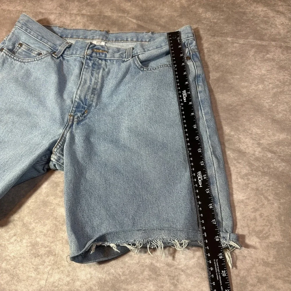Vintage‎ Levi's 505 Custom Cut Off Denim Shorts Mens 36 Light Wash Frayed Hem